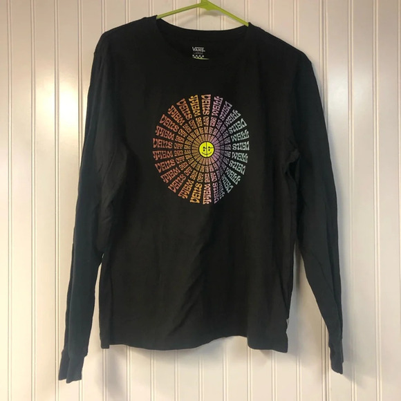 Vans Other - Vans Long Sleeve Graphic Black Tshirt Large Rainbow Casual